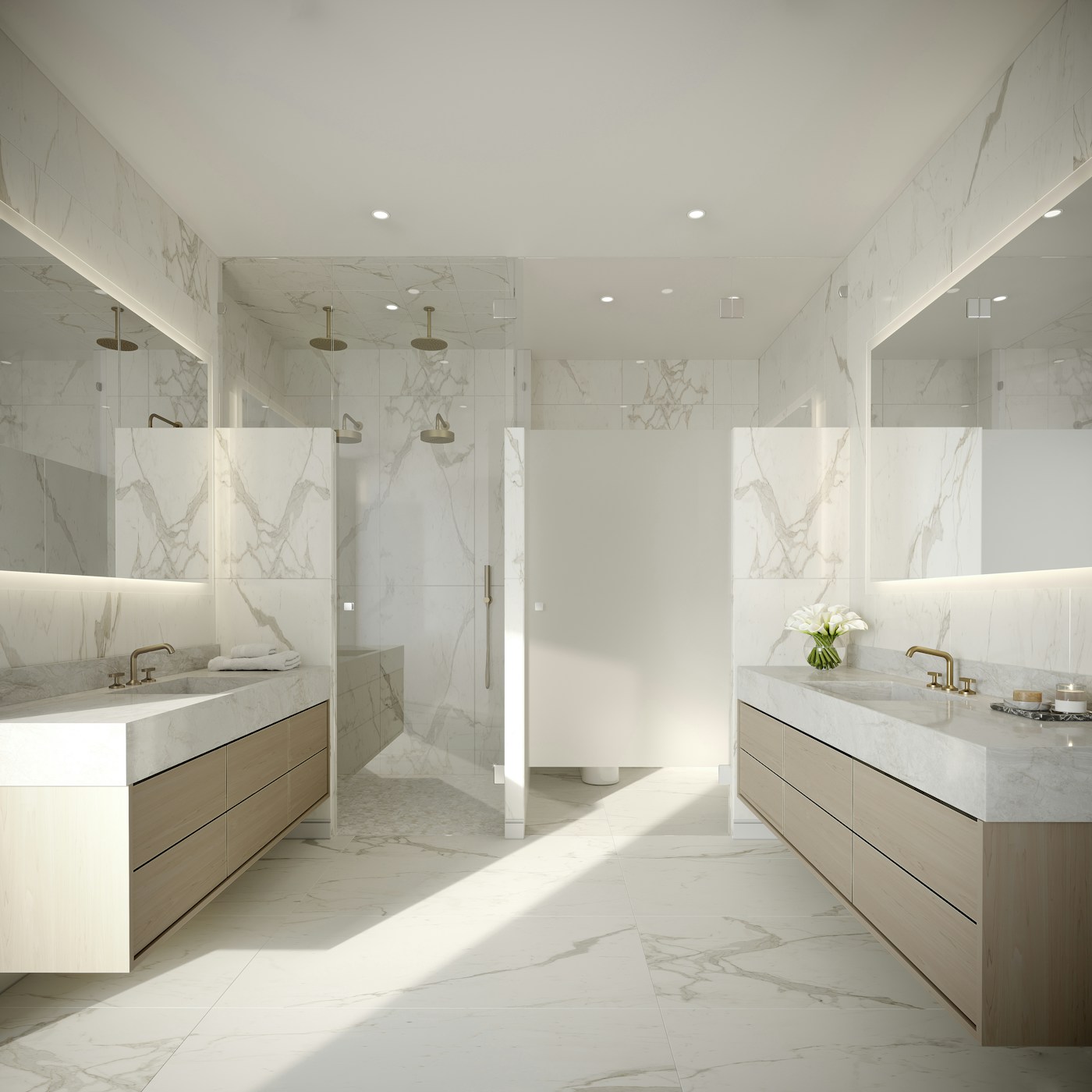 Interior material details illustrating coordinated tile and wall finishes