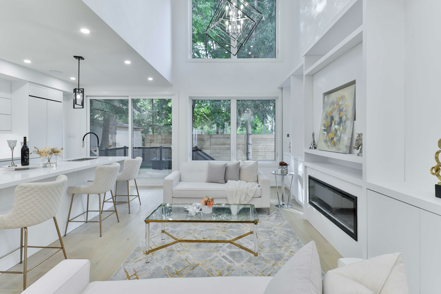 Contemporary interior with refined wall finishes and architectural ceiling details